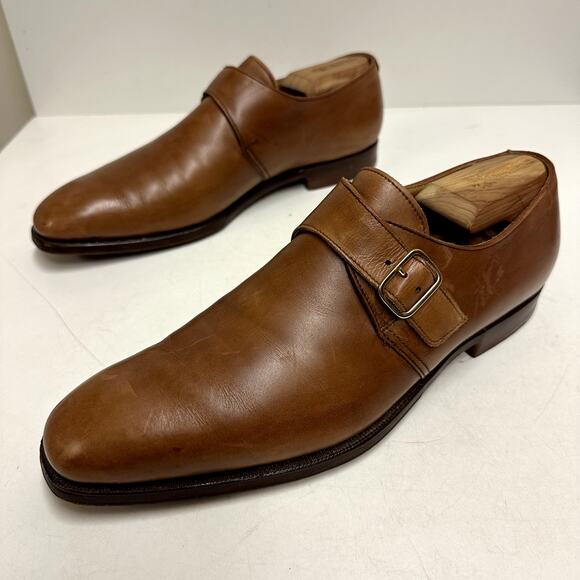 Crockett & Jones x Polo Ralph Lauren Monk Strap Brown Calf Bench England 9.5 - Picture 4 of 16
